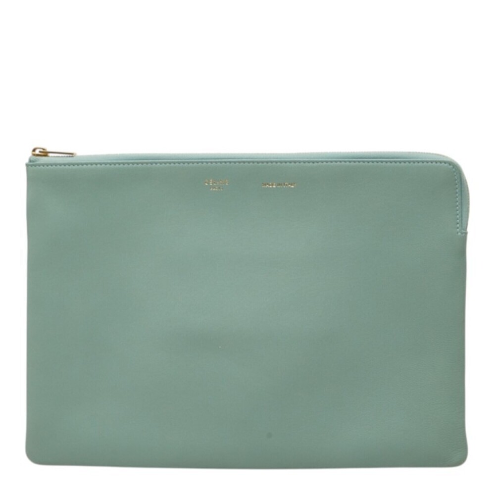 Celine Clutch Bag Handbag Pouch 104003A9Q Celadon Green Lambskin Women's CELINE